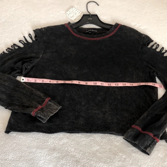 New Destructed Crop mineral washed Long sleeve Jersey T-shirt! Medium! Made USA! - Picture 8 of 10